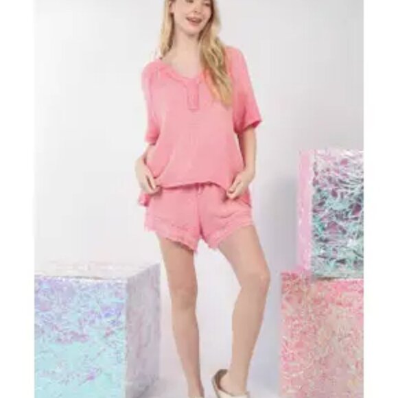 NWT  Plus Size matching top and short set CottonWashed Cotton Crinkle Gauze - Picture 6 of 11